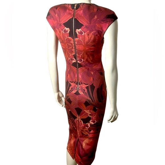 Ted Baker NWOT Stunning Kaleidoscope Jungle Orchid Midi Sheath Dress Size 2 - Picture 5 of 8